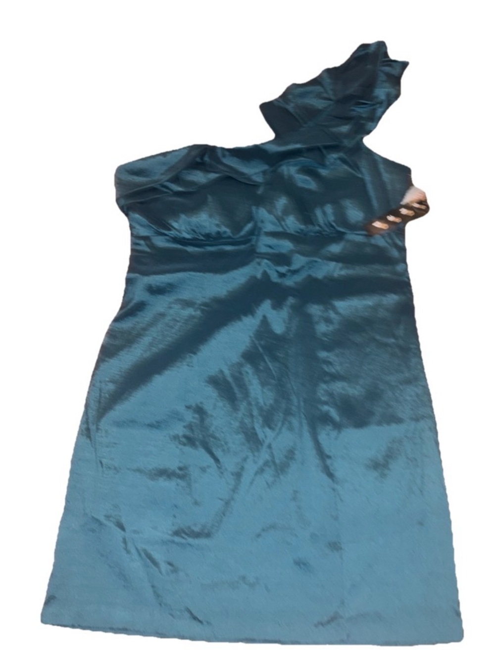 Snap Teal One-Shoulder Velvet Dress